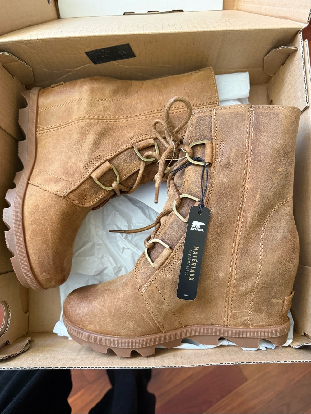 Sorel Joan of Arctic Wedge II Women's Brown Lace-Up Ankle Booties